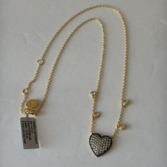 FREIDA ROTHMAN 14kt Gold Plated Cubic Zirconia Heart Love Necklace - Picture 5 of 15